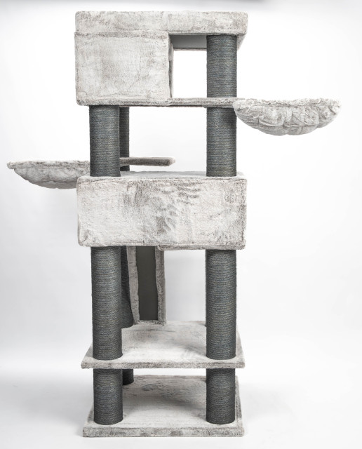 Relipet RL2524V3 Majestic Tower 200cm Multi-Level Cat Climber - Grey | Heavy Duty Multi-Level Activity Center for Maine Coons & Multiple Cats