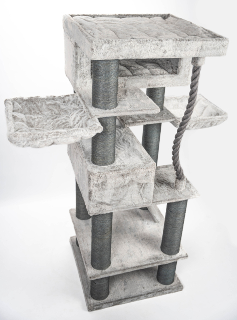Relipet RL2524V3 Majestic Tower 200cm Multi-Level Cat Climber - Grey | Heavy Duty Multi-Level Activity Center for Maine Coons & Multiple Cats