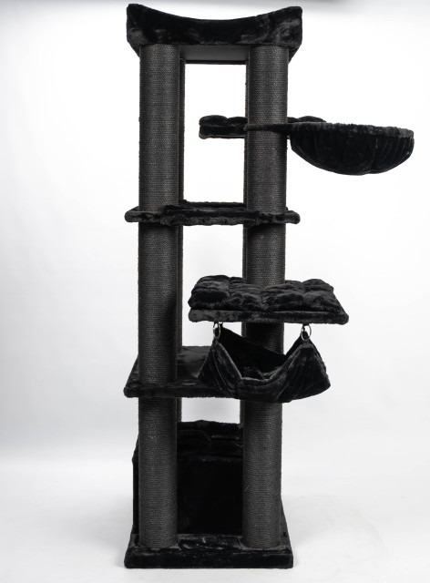 Relipet RL2525V1 Cat Activity Center In Black – Heavy Duty 197cm Cat Tree for Multiple Large Cats