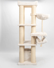 Relipet RL2525V2 197cm Large Rectangular Cat Tree in Beige – Heavy Duty Multi-Level Activity Center for Maine Coons & Multiple Cats