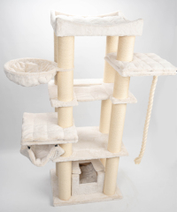 Relipet RL2525V2 197cm Large Rectangular Cat Tree in Beige – Heavy Duty Multi-Level Activity Center for Maine Coons & Multiple Cats