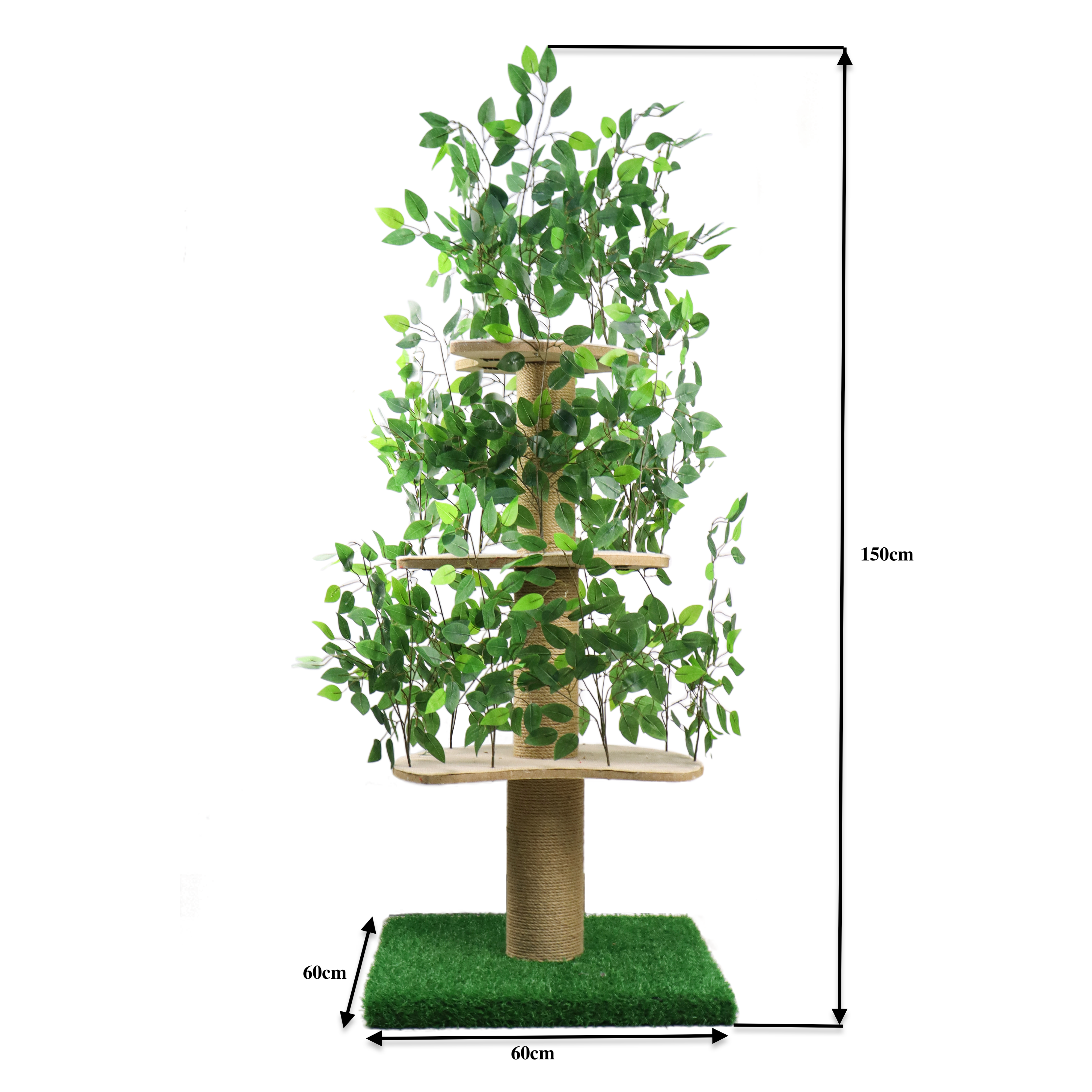 Relipet RLN038 Nature-Inspired Cat Tree – Artificial Grass 60-Inch Climber with Leaf Shelters