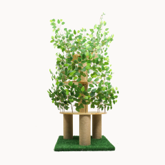 Relipet RLN005V1 Natural Style Cat Tree - Modern Artificial Foliage Design with Solid Wood & Jute Ropes