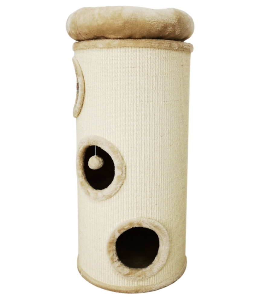 Relipet RL20T04C Cylindrical Cat Tree – Beige Comfort Edition for European Homes & Bulk Export