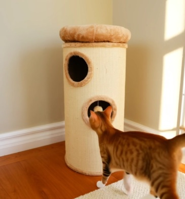 Relipet RL20T04C Cylindrical Cat Tree – Beige Comfort Edition for European Homes & Bulk Export