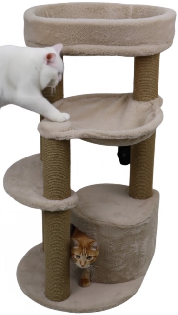 Relipet RL2661 Cat Tree Cappuccino with Condo Hammock & Washable Big Bed on Top – Premium Faux Rabbit Fur