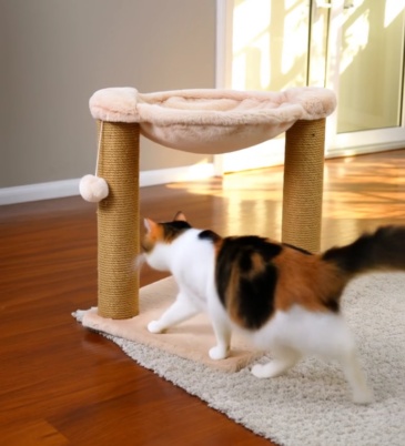 Relipet RL2664 Cat Scratching Post with Hammock & Ball – Premium Faux Rabbit Fur Design