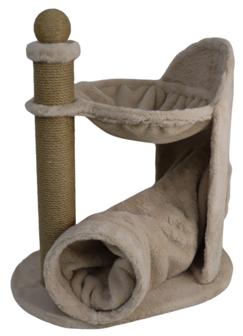 Relipet RL2655 Cat Tree Cappuccino with Tunnel & Hammock – Premium Faux Rabbit Fur