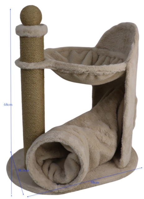 Relipet RL2655 Cat Tree Cappuccino with Tunnel & Hammock – Premium Faux Rabbit Fur