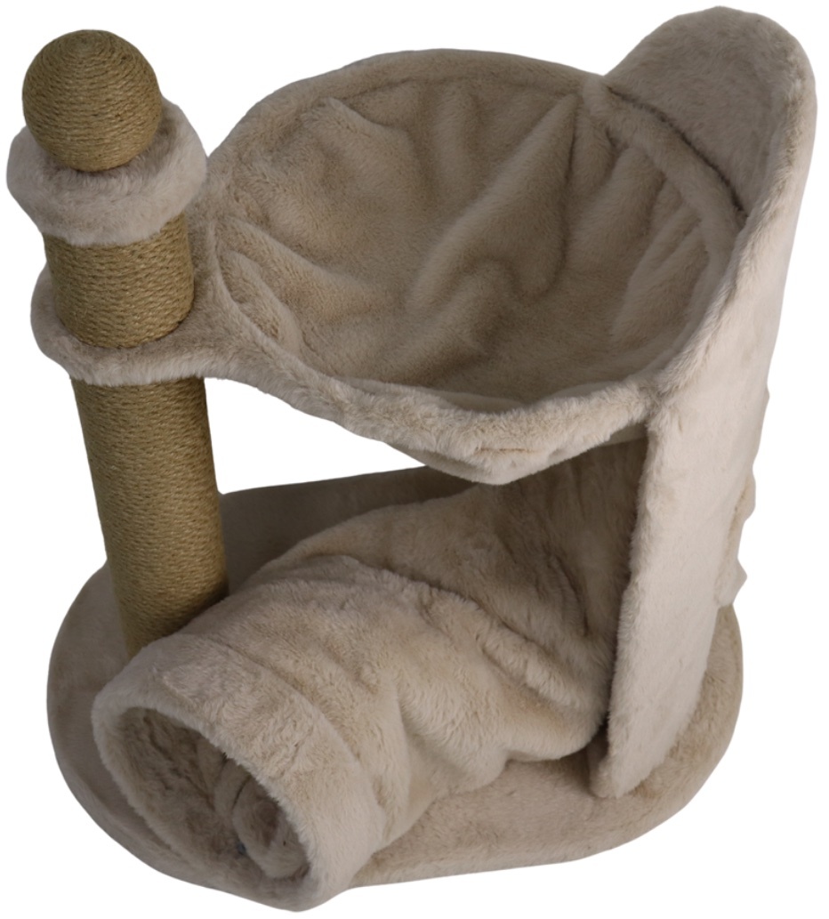 Relipet RL2655 Cat Tree Cappuccino with Tunnel & Hammock – Premium Faux Rabbit Fur
