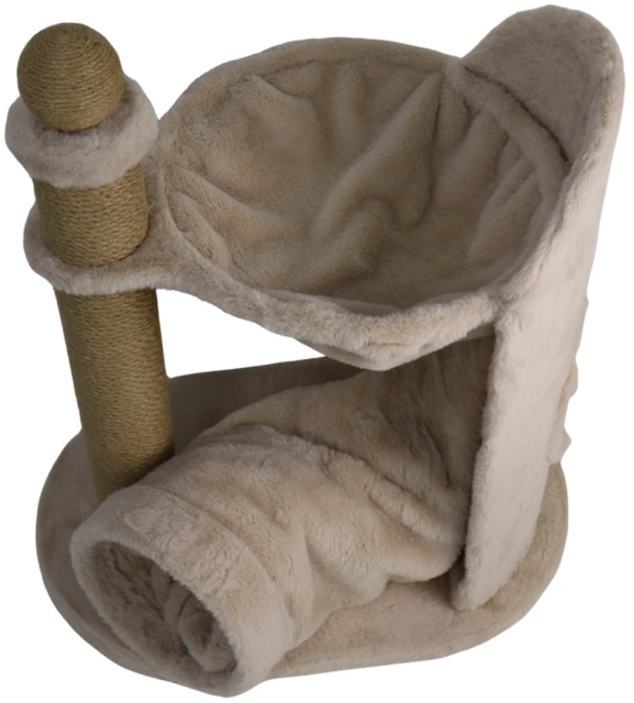 Relipet RL2655 Cat Tree Cappuccino with Tunnel & Hammock – Premium Faux Rabbit Fur