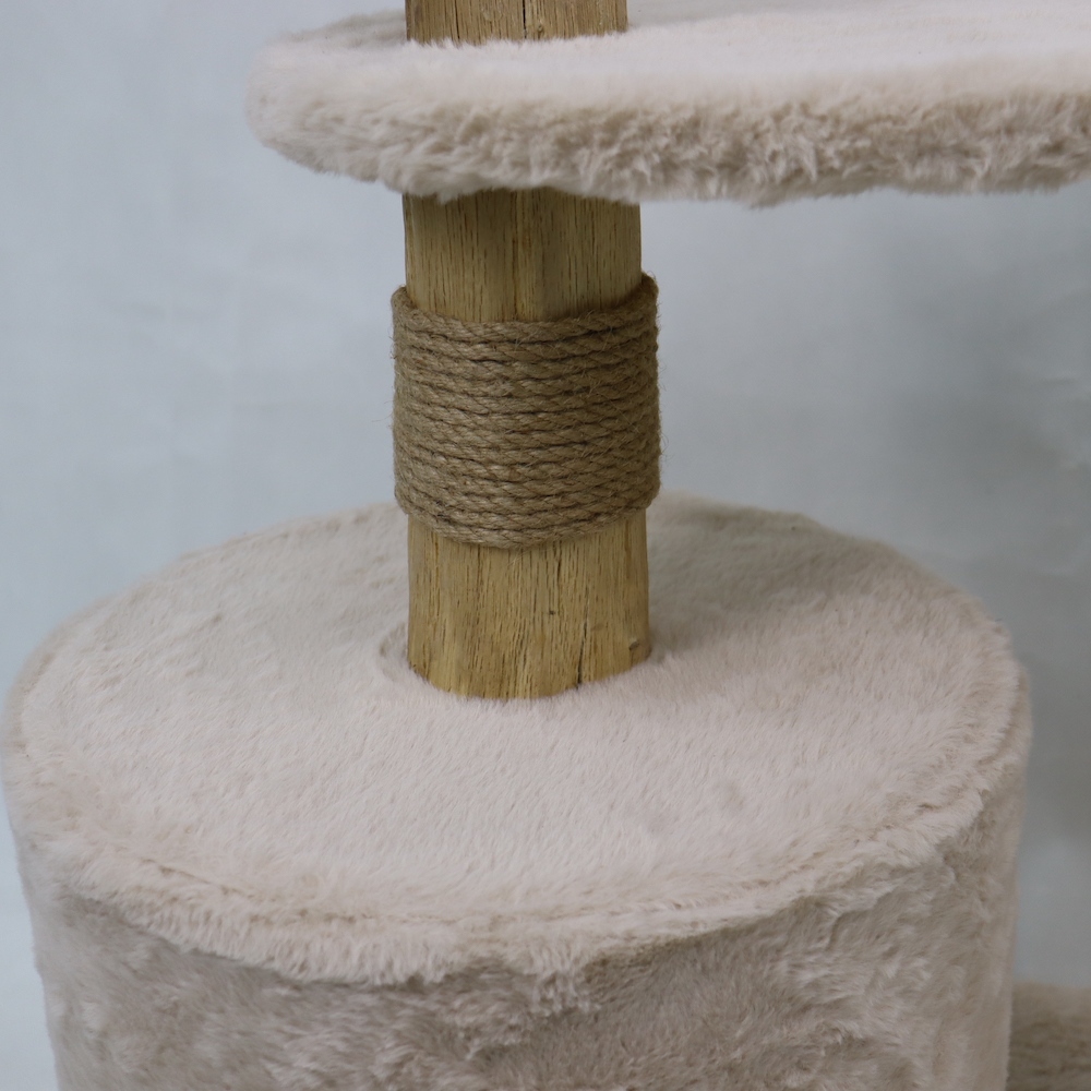 Relipet RL2660 Natural Look Cat Tree with Rattan Basket, Condo & Faux Rabbit Fur