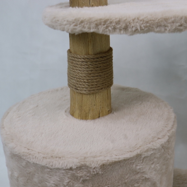 Relipet RL2660 Natural Look Cat Tree with Rattan Basket, Condo & Faux Rabbit Fur