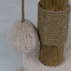 Relipet RL2660 Natural Look Cat Tree with Rattan Basket, Condo & Faux Rabbit Fur