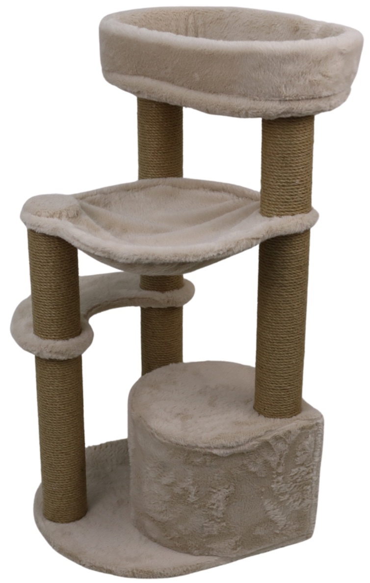 Relipet RL2661 Cat Tree Cappuccino with Condo Hammock & Washable Big Bed on Top – Premium Faux Rabbit Fur