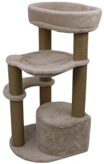 Relipet RL2661 Cat Tree Cappuccino with Condo Hammock & Washable Big Bed on Top – Premium Faux Rabbit Fur