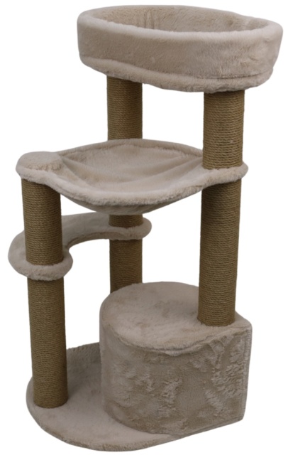 Relipet RL2661 Cat Tree Cappuccino with Condo Hammock & Washable Big Bed on Top – Premium Faux Rabbit Fur