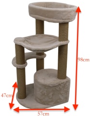 Relipet RL2661 Cat Tree Cappuccino with Condo Hammock & Washable Big Bed on Top – Premium Faux Rabbit Fur