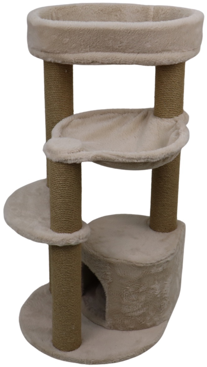 Relipet RL2661 Cat Tree Cappuccino with Condo Hammock & Washable Big Bed on Top – Premium Faux Rabbit Fur