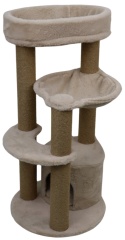 Relipet RL2661 Cat Tree Cappuccino with Condo Hammock & Washable Big Bed on Top – Premium Faux Rabbit Fur