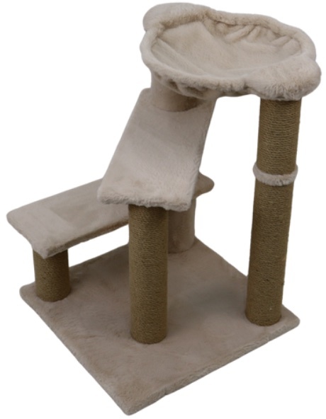 Relipet RL2662 Cat Tree Cappuccino with Pet Steps & Hammock – Premium Faux Rabbit Fur