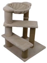 Relipet RL2662 Cat Tree Cappuccino with Pet Steps & Hammock – Premium Faux Rabbit Fur