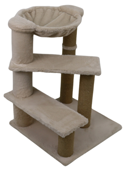 Relipet RL2662 Cat Tree Cappuccino with Pet Steps & Hammock – Premium Faux Rabbit Fur