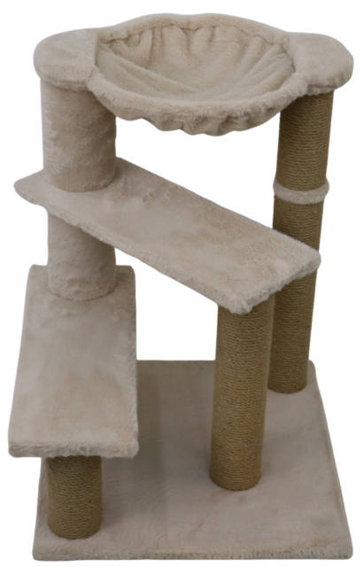 Relipet RL2662 Cat Tree Cappuccino with Pet Steps & Hammock – Premium Faux Rabbit Fur
