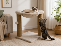 Relipet RL2664 Cat Scratching Post with Hammock & Ball – Premium Faux Rabbit Fur Design