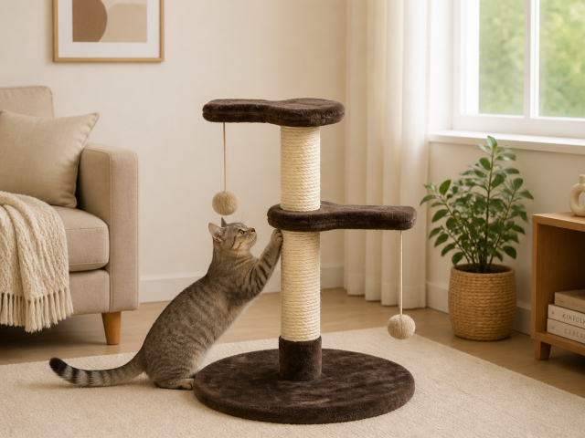 Relipet RL17306 Compact Double-Tier Cat Tree with Hanging Balls