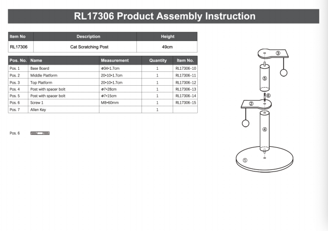 Relipet RL17306 Compact Double-Tier Cat Tree with Hanging Balls