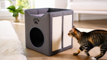 Relipet RLF001 Foldable Cat Cave with Sisal Scratch, Gray