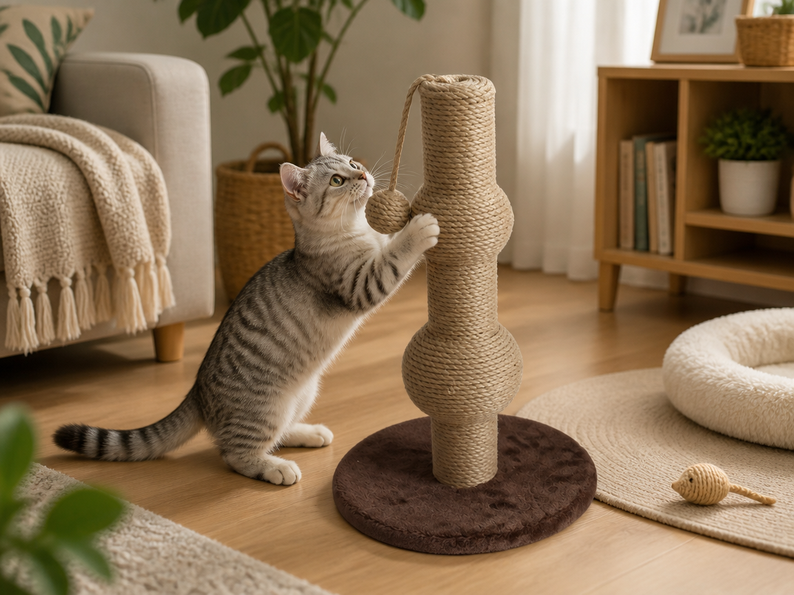 Relipet RL2144 Unique Gourd Shape Cat Scratcher with Hanging Jute Ball