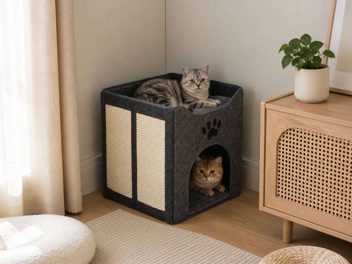 Relipet RLF001 Foldable Cat Cave with Sisal Scratch, Gray