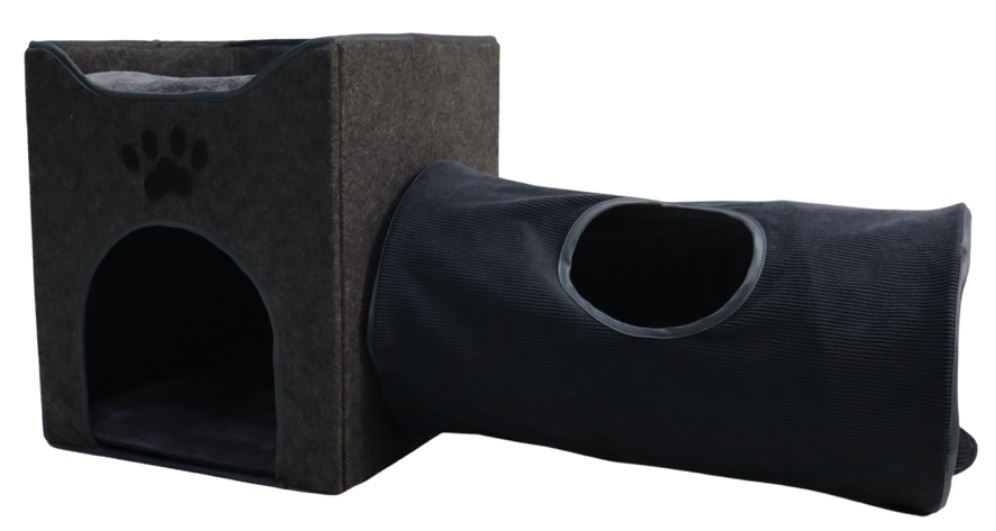 Relipet RLF004 Foldable Cat Cave & Short Tunnel Set, Gray