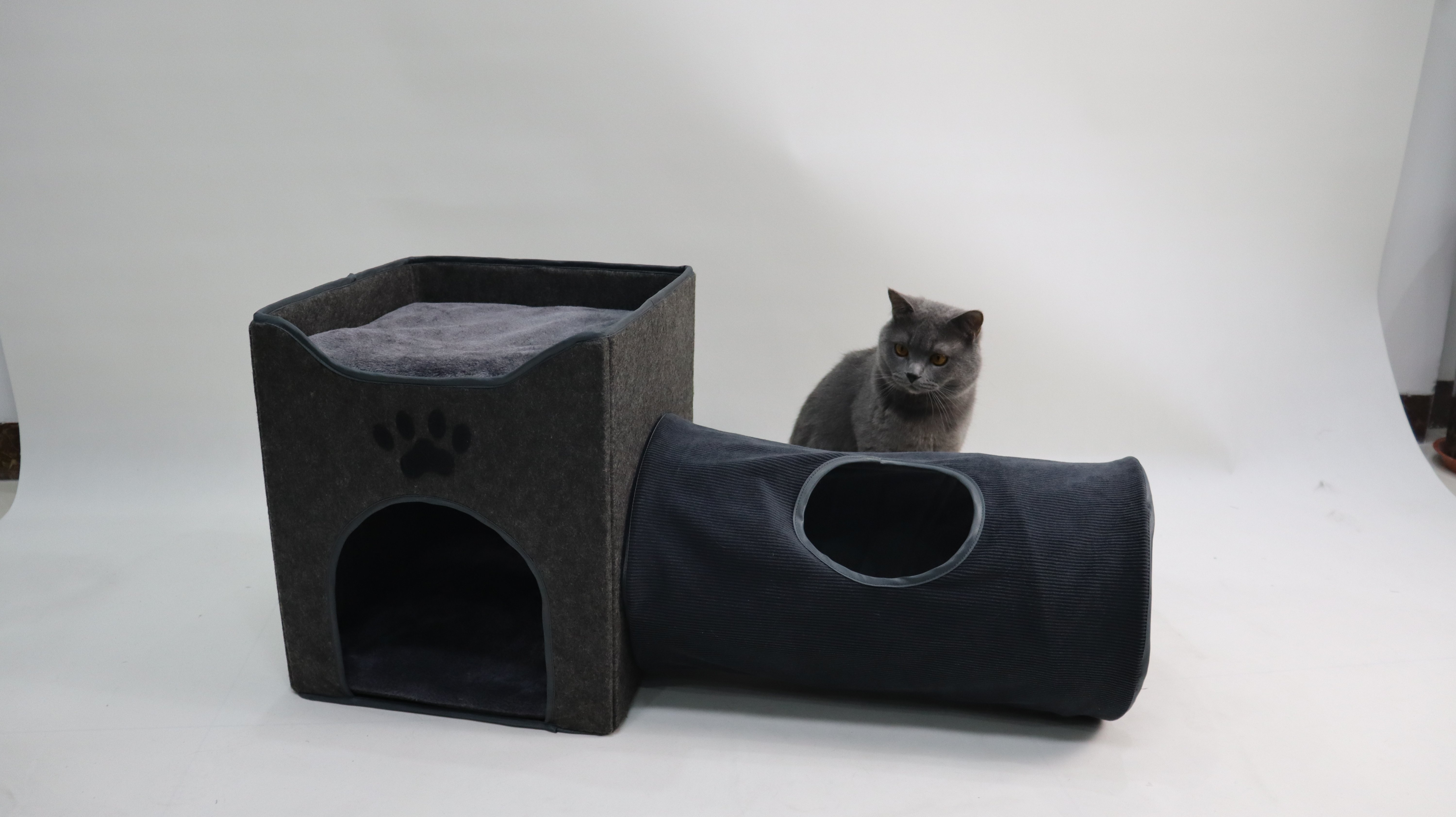 Relipet RLF004 Foldable Cat Cave & Short Tunnel Set, Gray