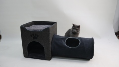 Relipet RLF004 Foldable Cat Cave & Short Tunnel Set, Gray