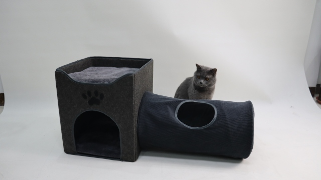 Relipet RLF004 Foldable Cat Cave & Short Tunnel Set, Gray