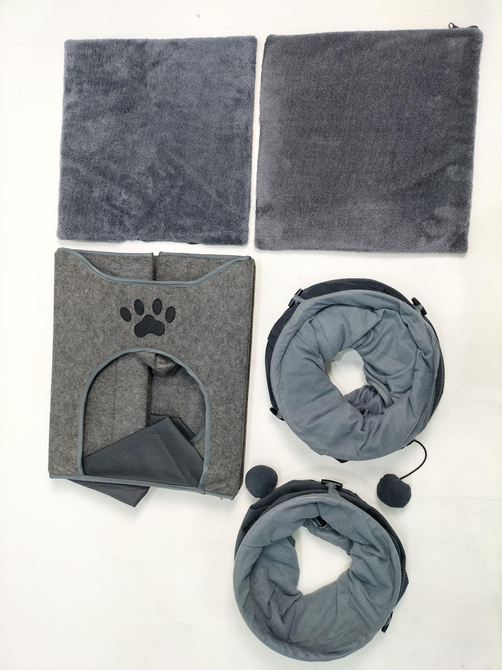Relipet RLF006 Foldable Cat Cave & Tunnel Set with Sisal Scratch, Gray