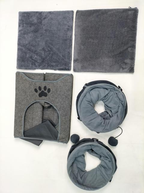Relipet RLF006 Foldable Cat Cave & Tunnel Set with Sisal Scratch, Gray
