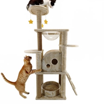 Relipet RL2425 Multi-Level Cat Tree with Transparent Bubble and Spring Ball Toys