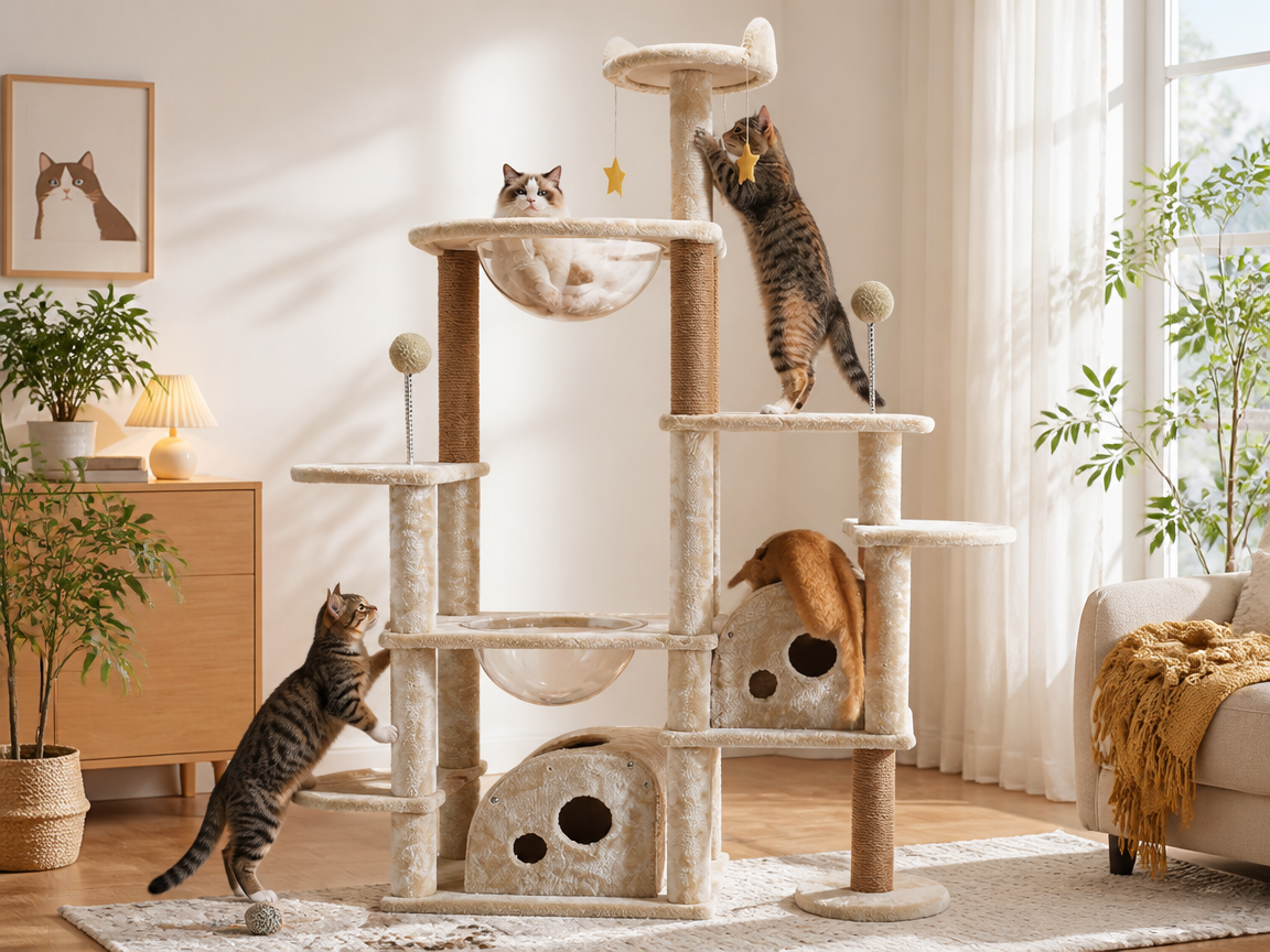 Relipet RL2396 Multi-Level Cat Tree with Transparent Bubble & Spring Toys