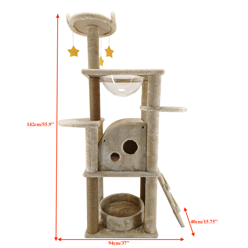 Relipet RL2425 Multi-Level Cat Tree with Transparent Bubble and Spring Ball Toys