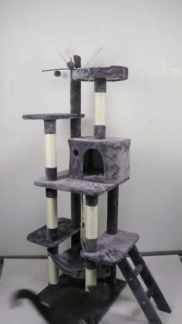 Relipet RL2284 Tall Multi-Level Plush Cat Tree with Cave, Hammock & Platforms