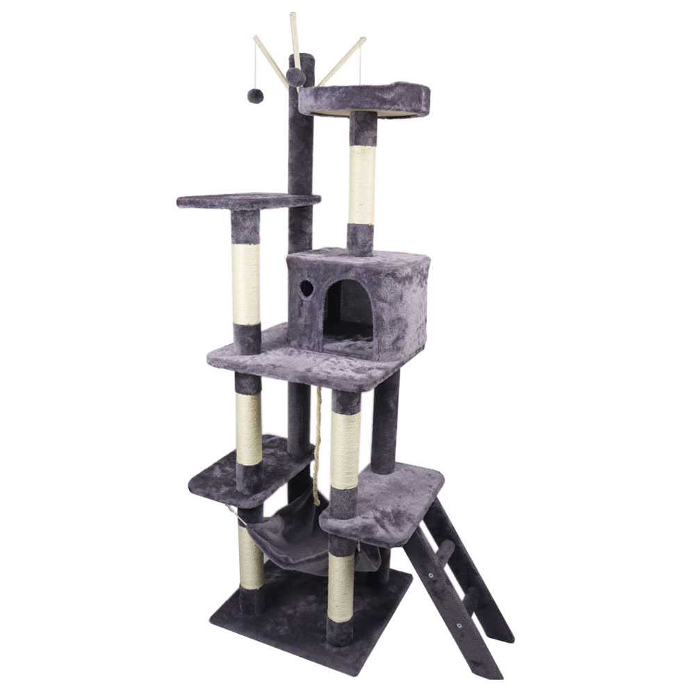 Relipet RL2284 Tall Multi-Level Plush Cat Tree with Cave, Hammock & Platforms