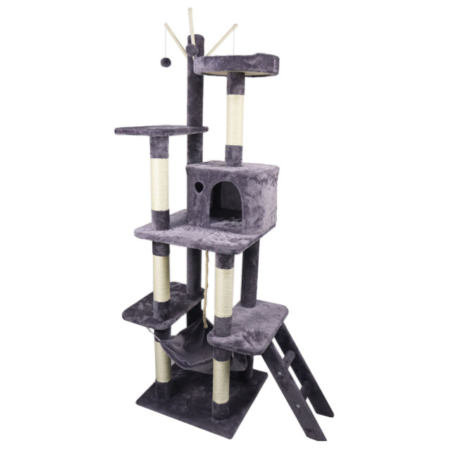 Relipet RL2284 Tall Multi-Level Plush Cat Tree with Cave, Hammock & Platforms