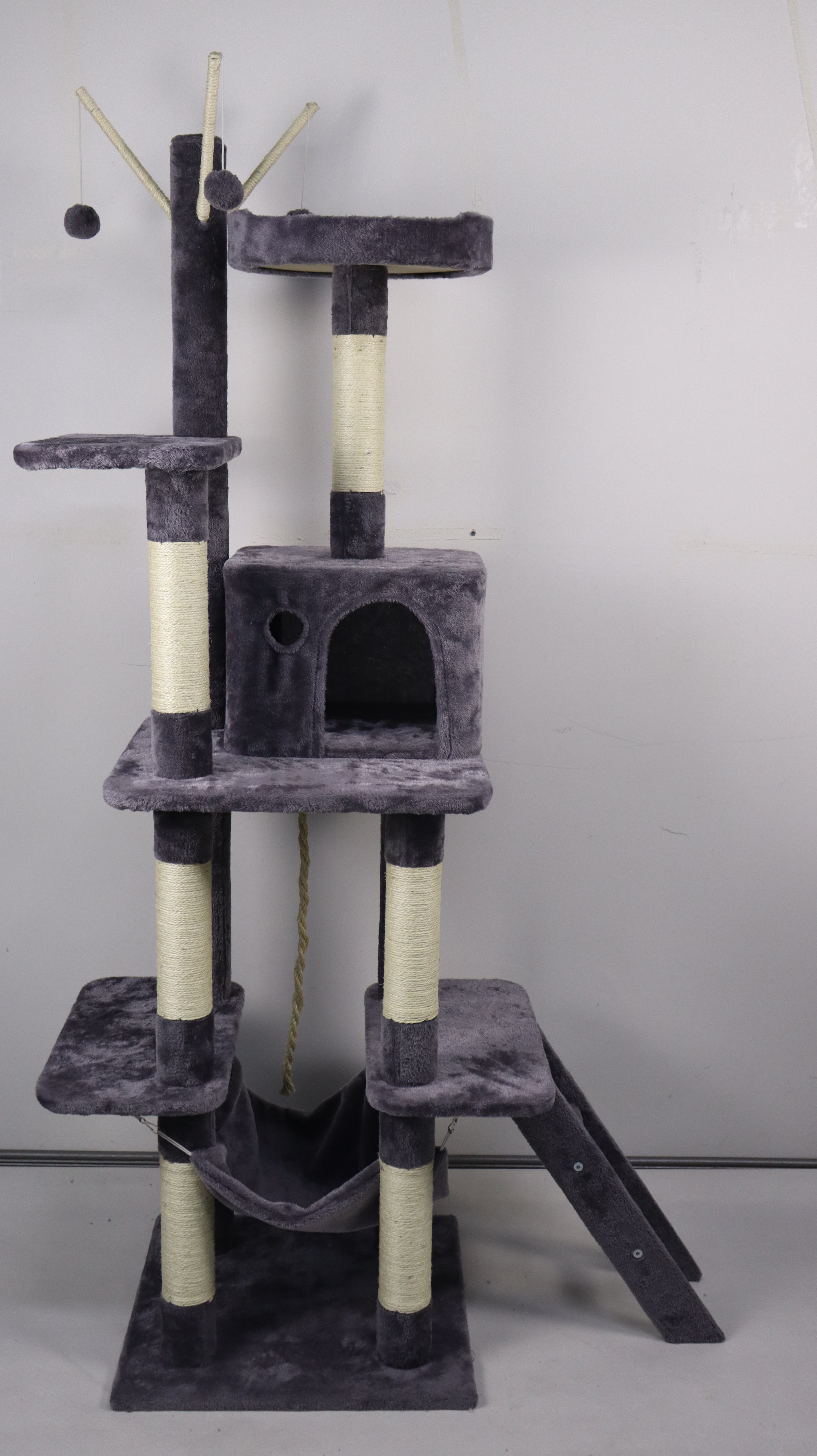 Relipet RL2284 Tall Multi-Level Plush Cat Tree with Cave, Hammock & Platforms