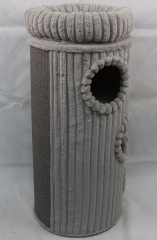 Relipet RL2863 Cylindrical Cat Tower with Corduroy Plush and Sisal in Grey