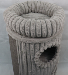 Relipet RL2863 Cylindrical Cat Tower with Corduroy Plush and Sisal in Grey