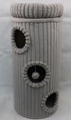 Relipet RL2863 Cylindrical Cat Tower with Corduroy Plush and Sisal in Grey